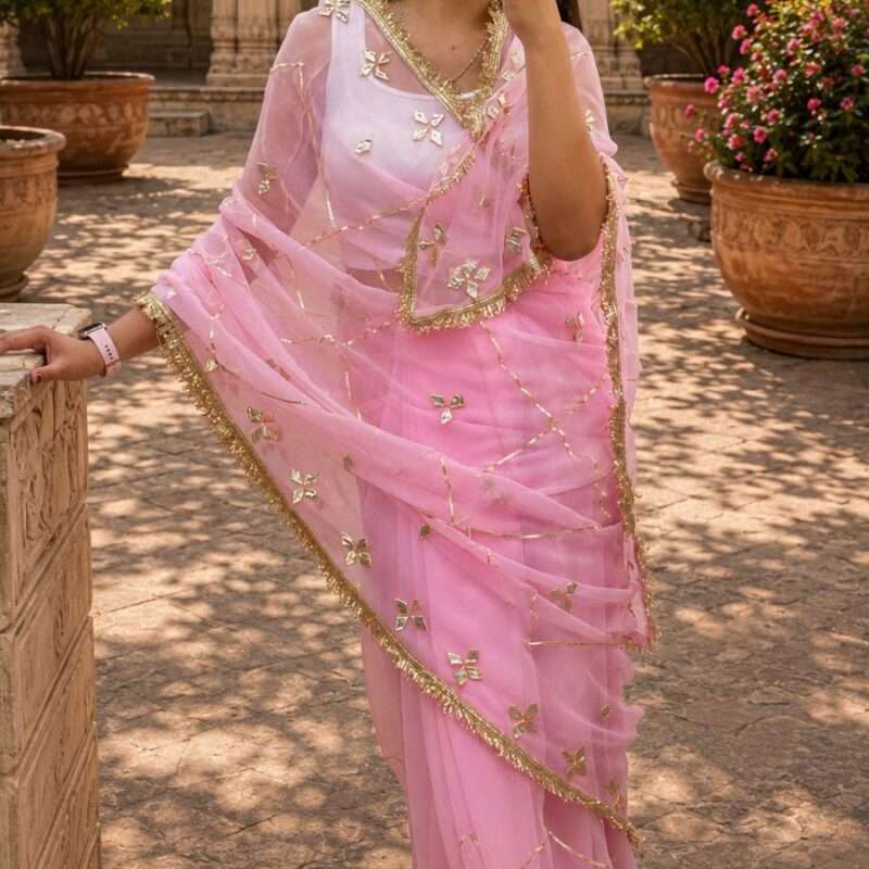 Royal Kachi Gotta Georgette Designer Saree with Satin Blouse