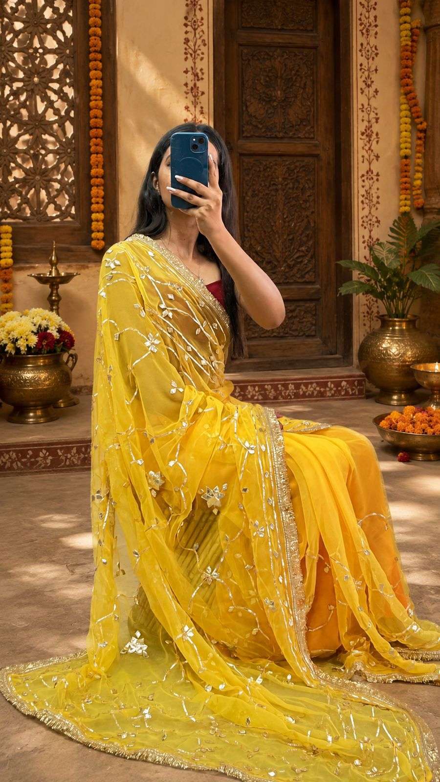 Royal Kachi Gotta Georgette Designer Saree