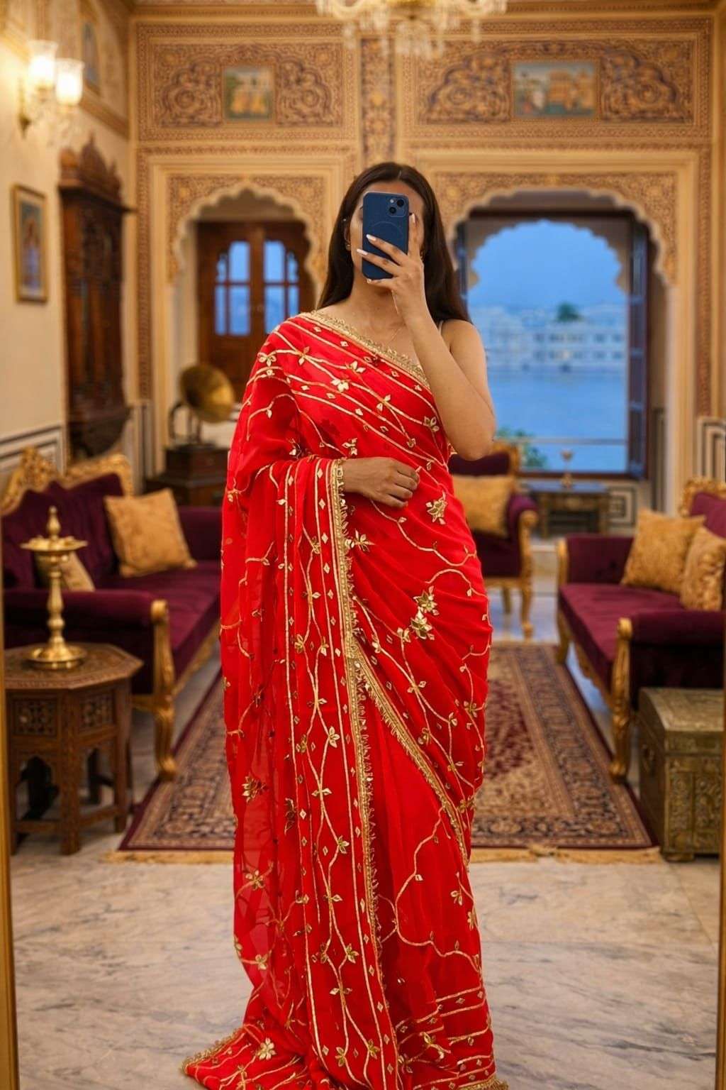 Royal Kachi Gotta Georgette Designer Saree