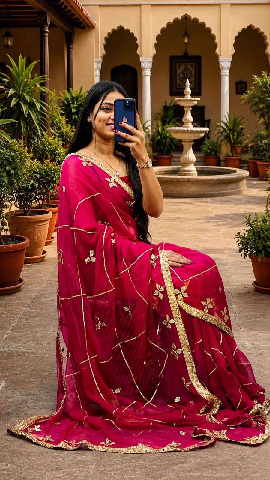 Royal Kachi Gotta Georgette Designer Saree with Satin Blouse