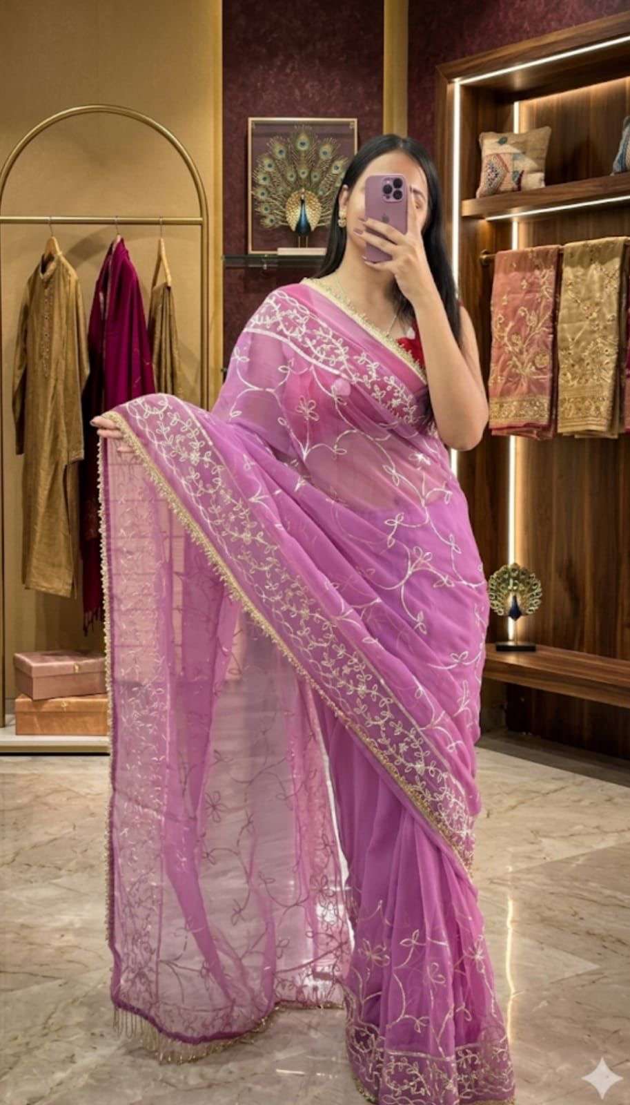 Designer Georgette Kor Border Gotta Work Saree