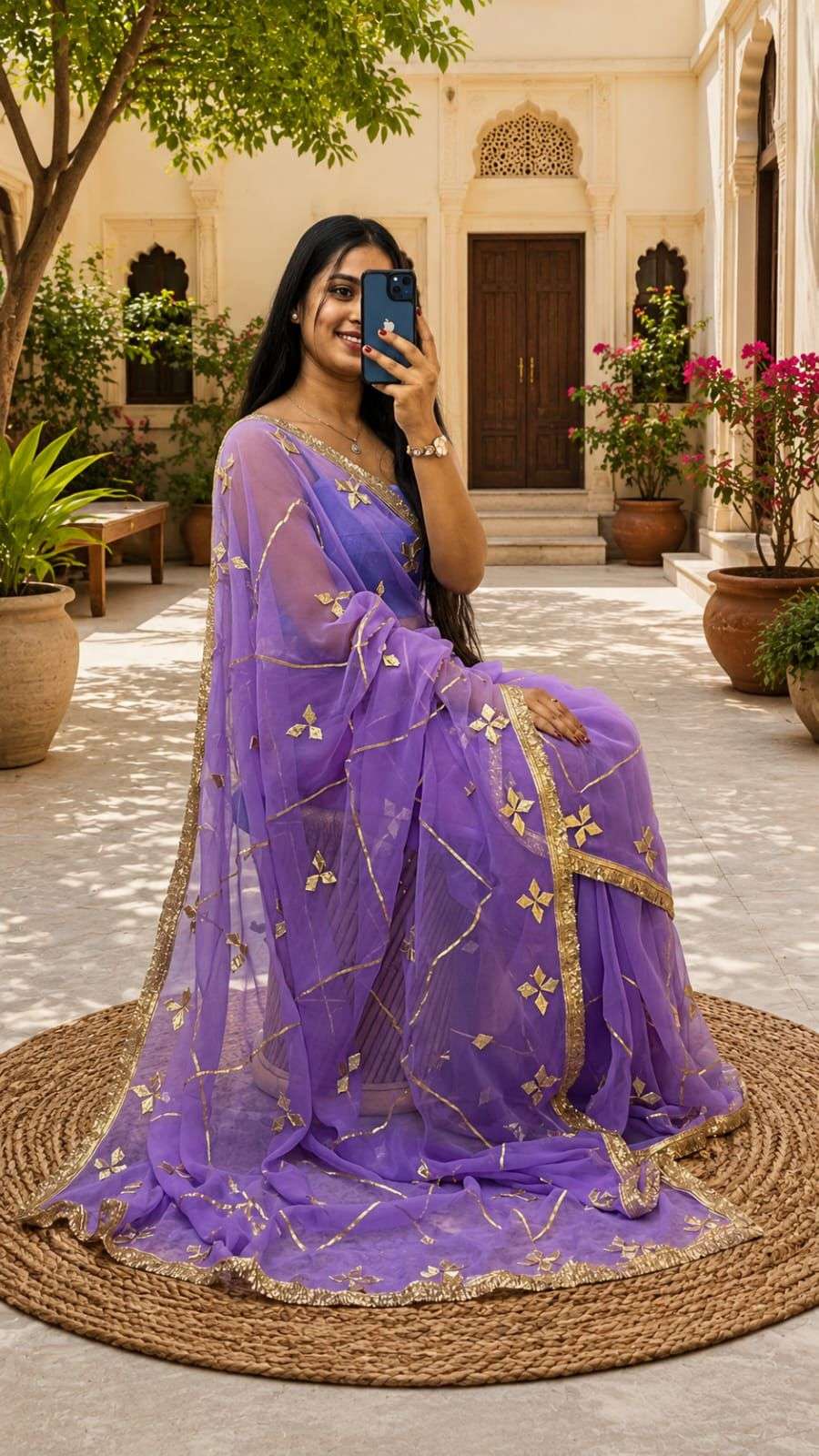 Royal Kachi Gotta Georgette Designer Saree with Satin Blouse