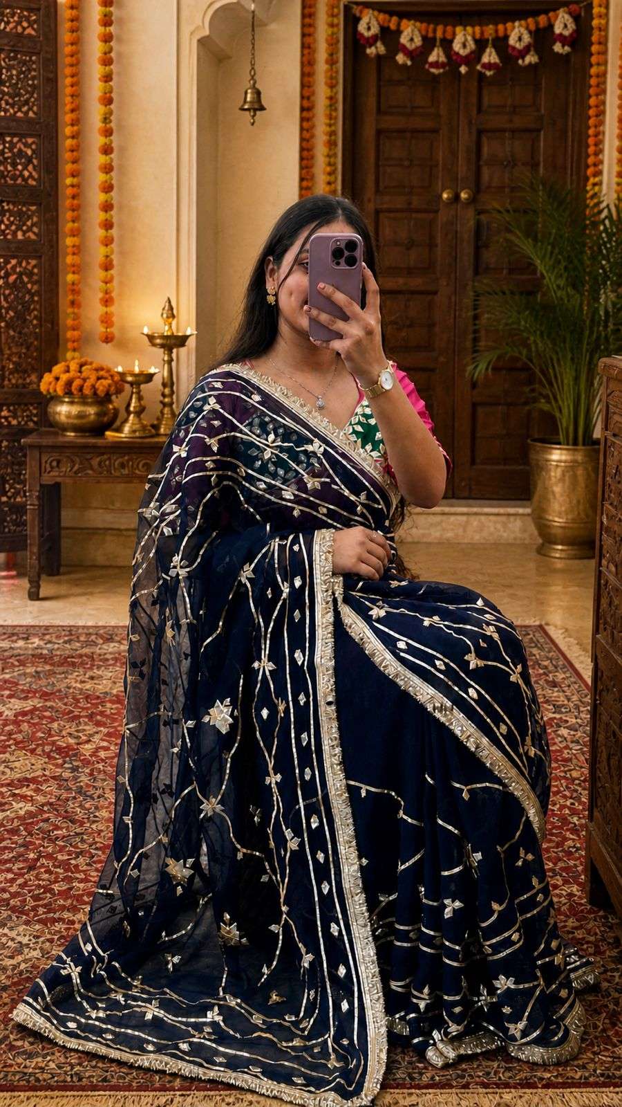 Royal Kachi Gotta Georgette Designer Saree