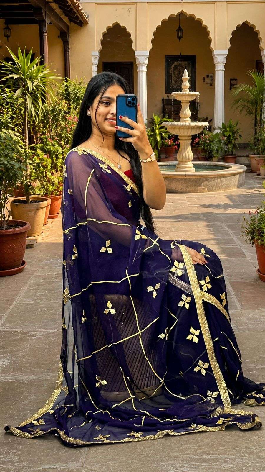 Royal Kachi Gotta Georgette Designer Saree with Satin Blouse