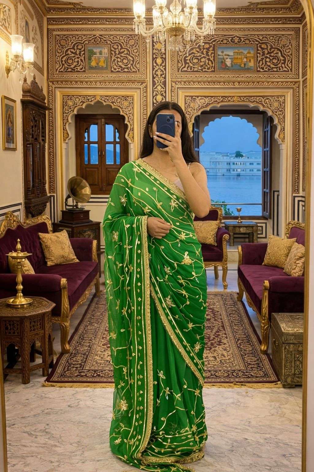 Royal Kachi Gotta Georgette Designer Saree