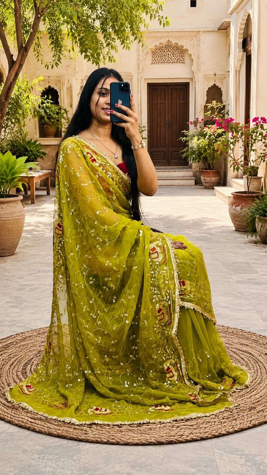 Hathi Jaal Vintage Aari Taari Georgette Saree