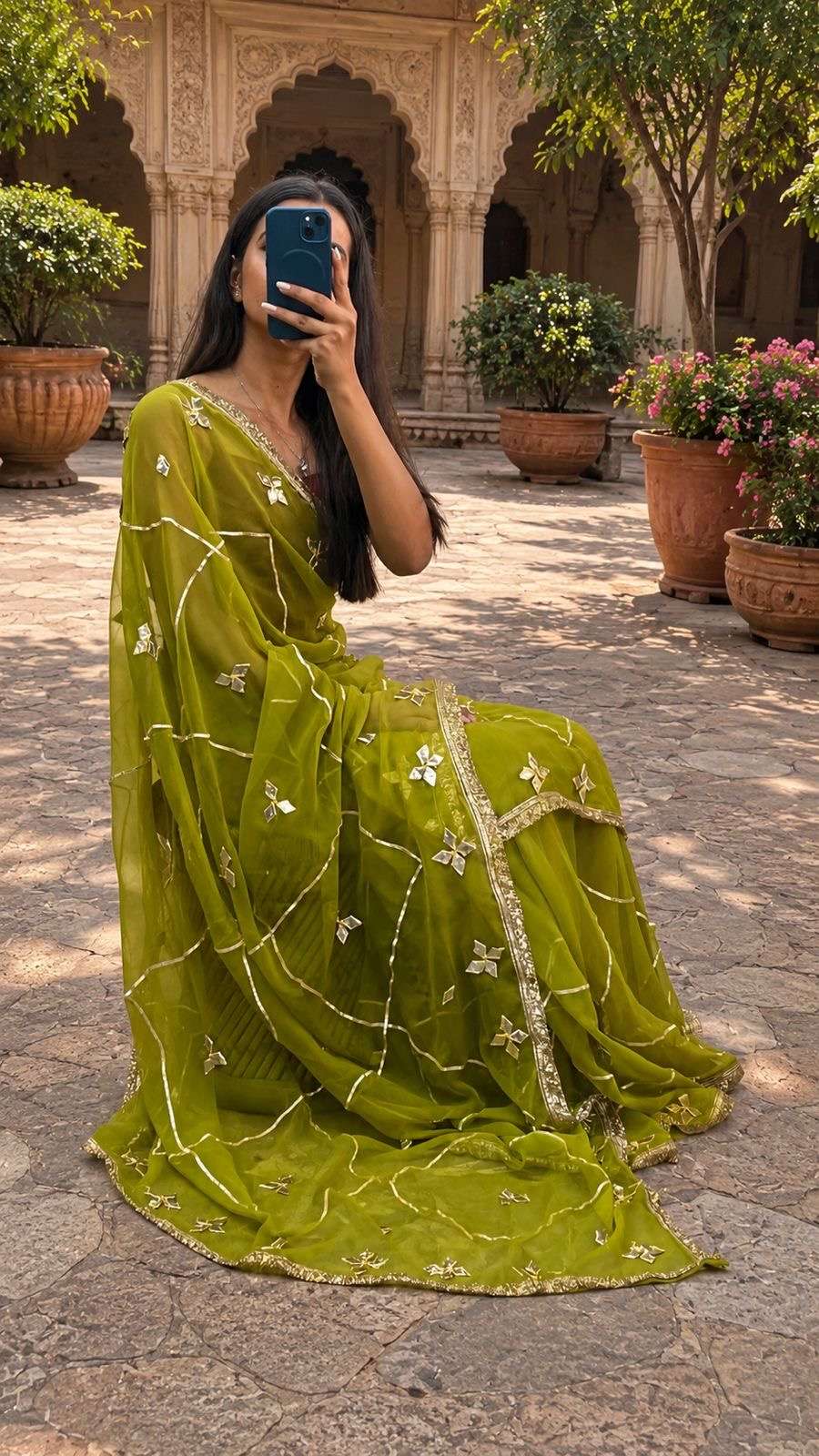 Royal Kachi Gotta Georgette Designer Saree with Satin Blouse