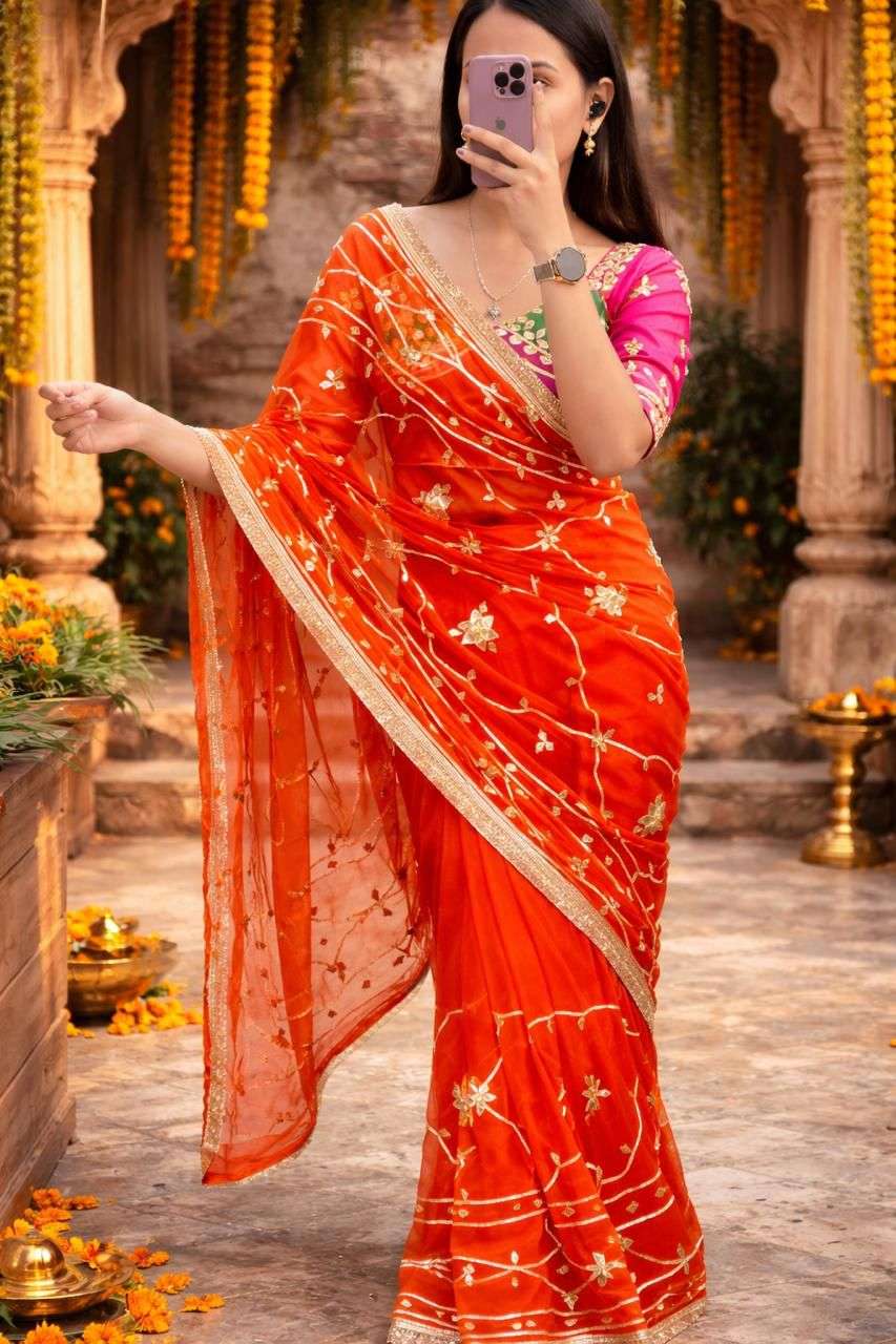 Royal Kachi Gotta Georgette Designer Saree