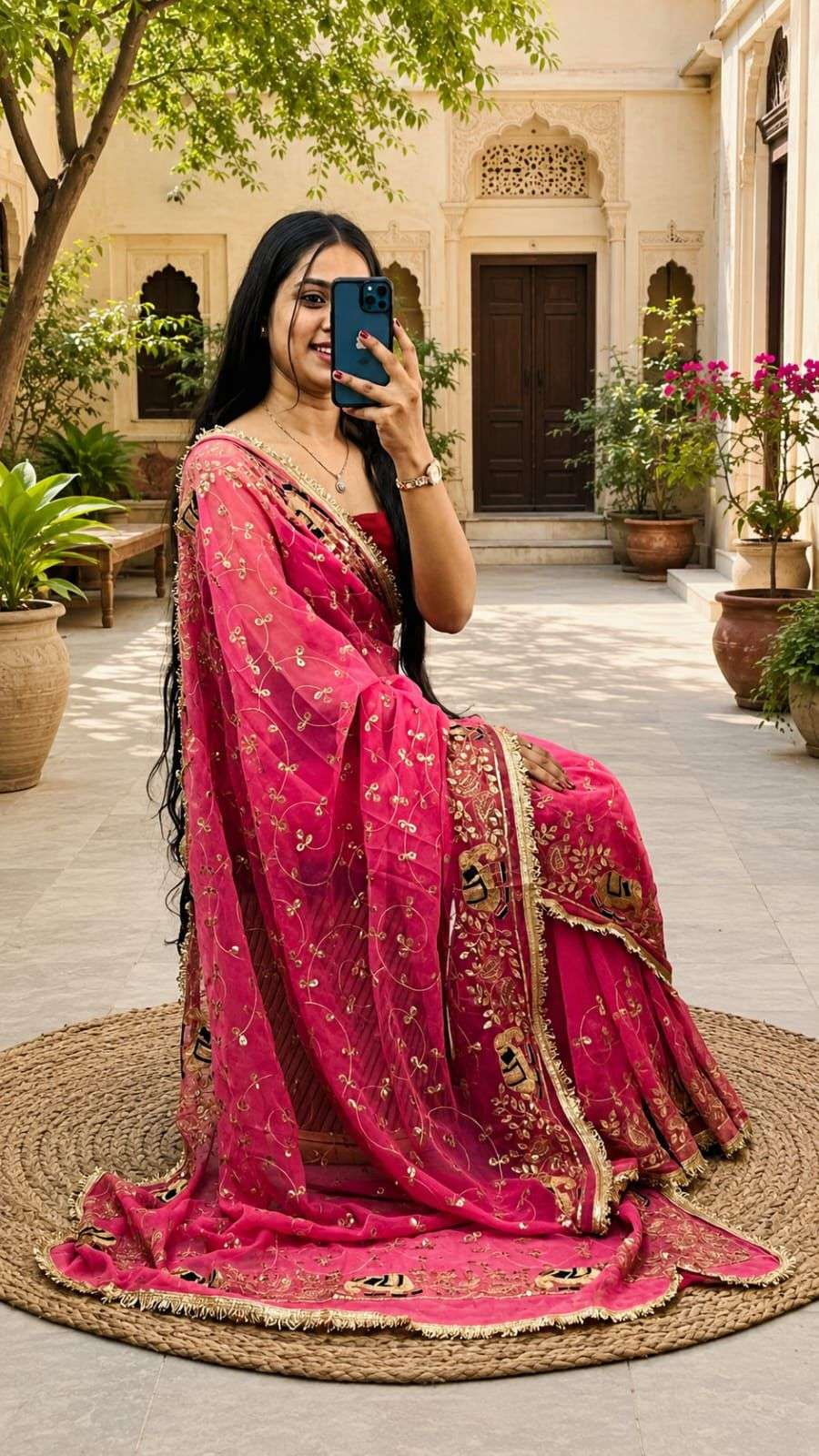 Hathi Jaal Vintage Aari Taari Georgette Saree