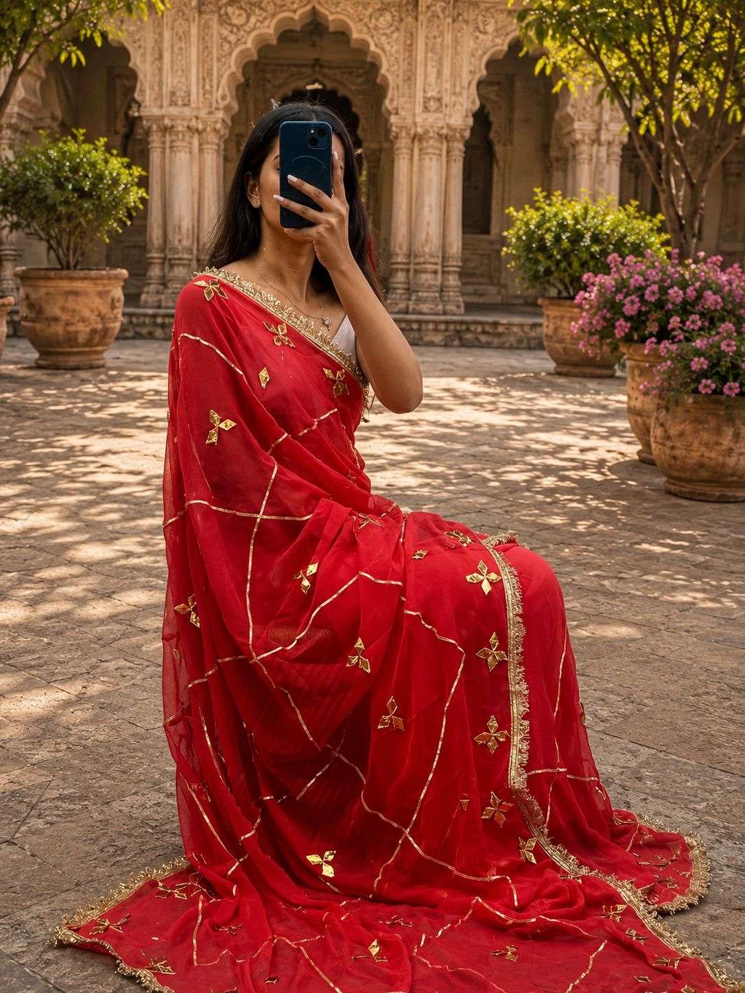 Royal Kachi Gotta Georgette Designer Saree with Satin Blouse
