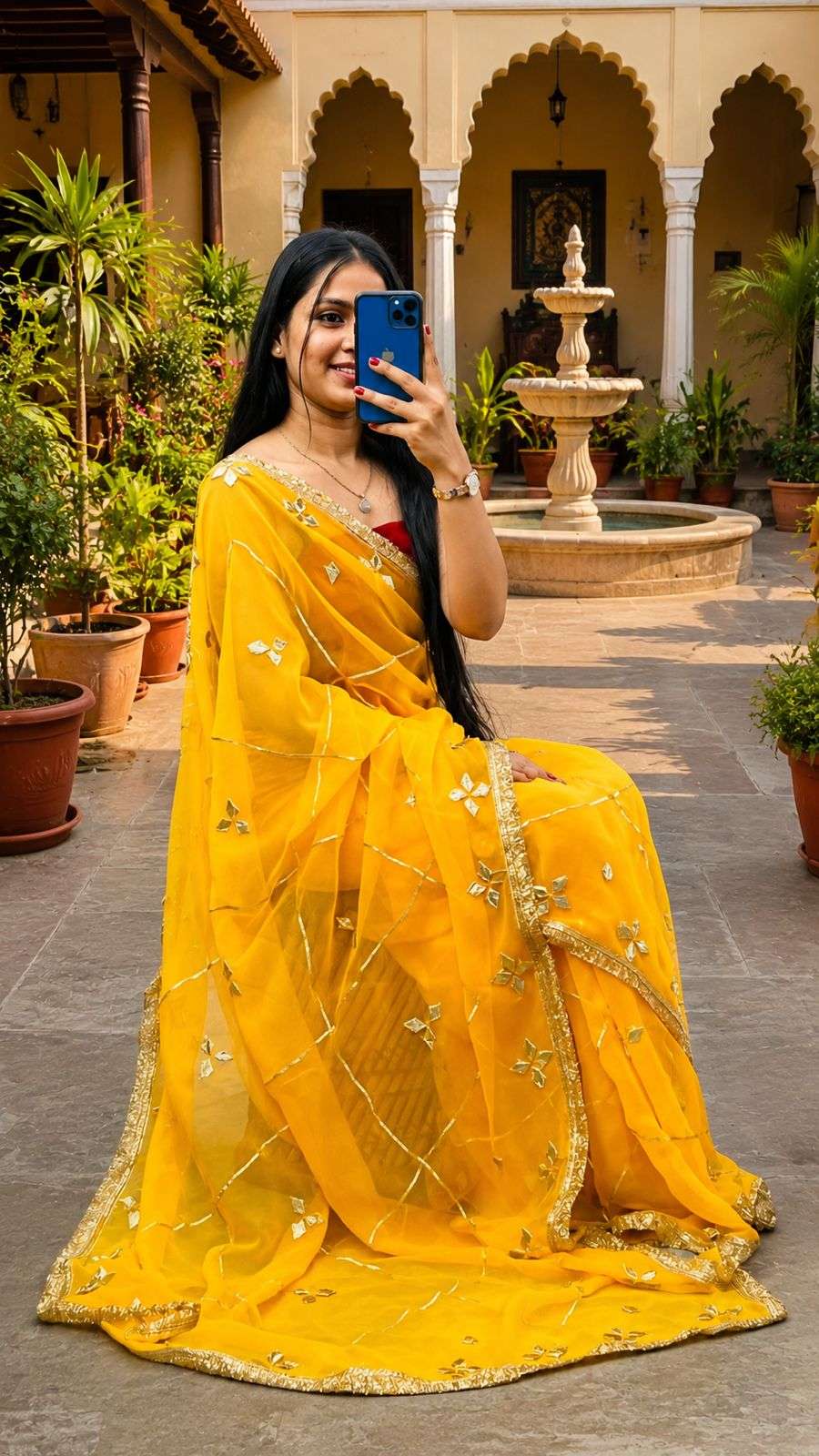 Royal Kachi Gotta Georgette Designer Saree with Satin Blouse