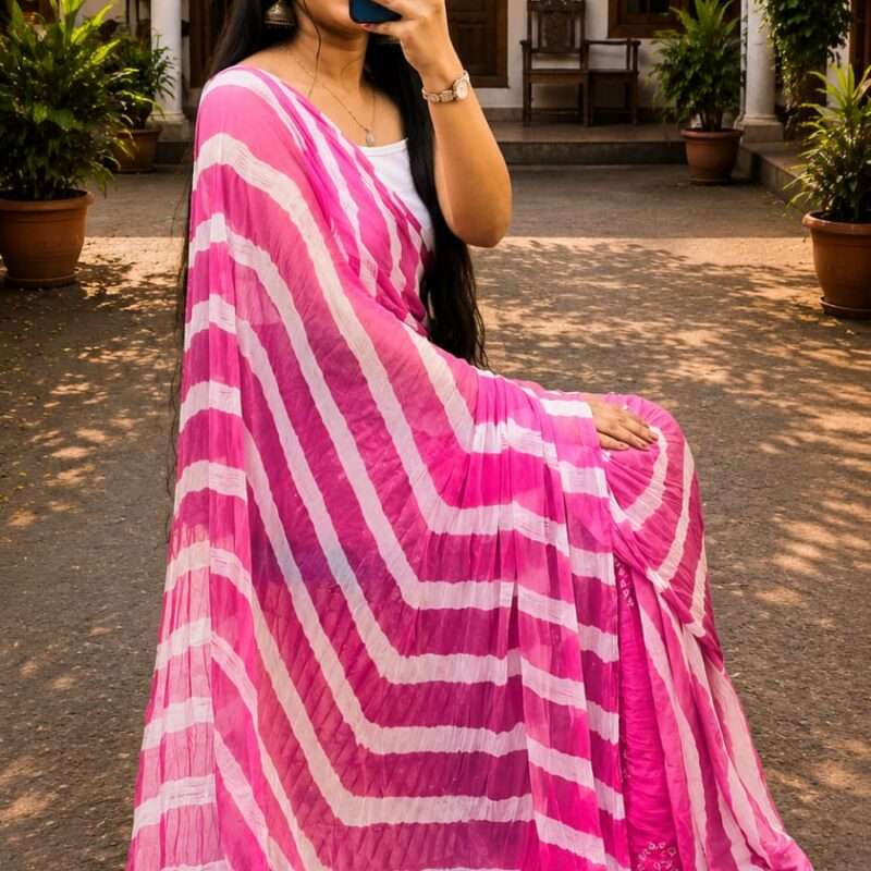 Elegant Leheriya Soft Chiffon Daily Wear Saree