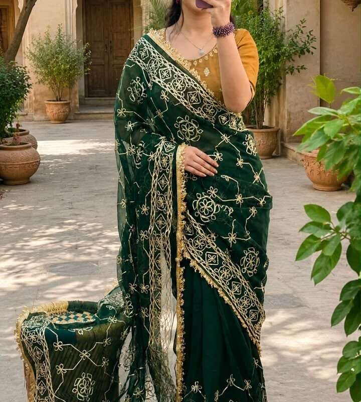 Royal Machine Gota Work Georgette Party Wear Saree