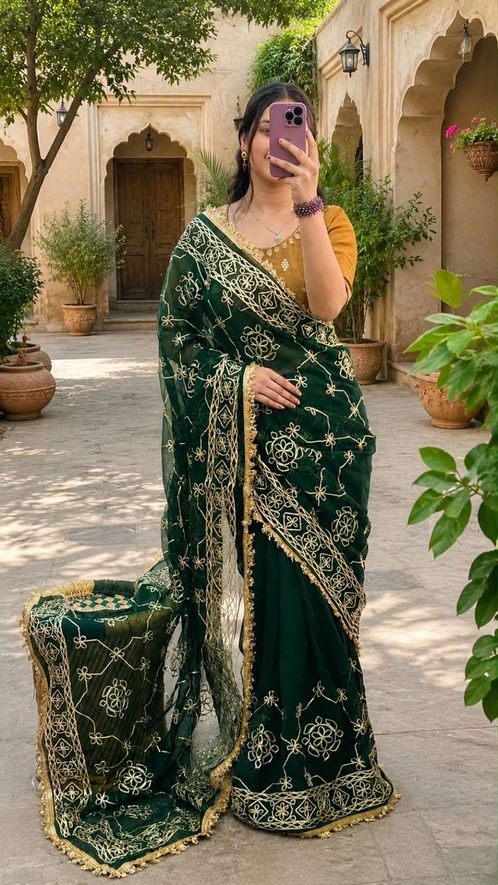 Royal Machine Gota Work Georgette Party Wear Saree
