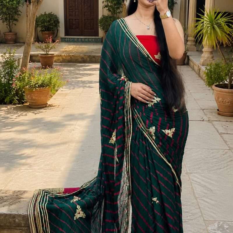 Royal Leheriya Kacchi Gota Chinon Saree