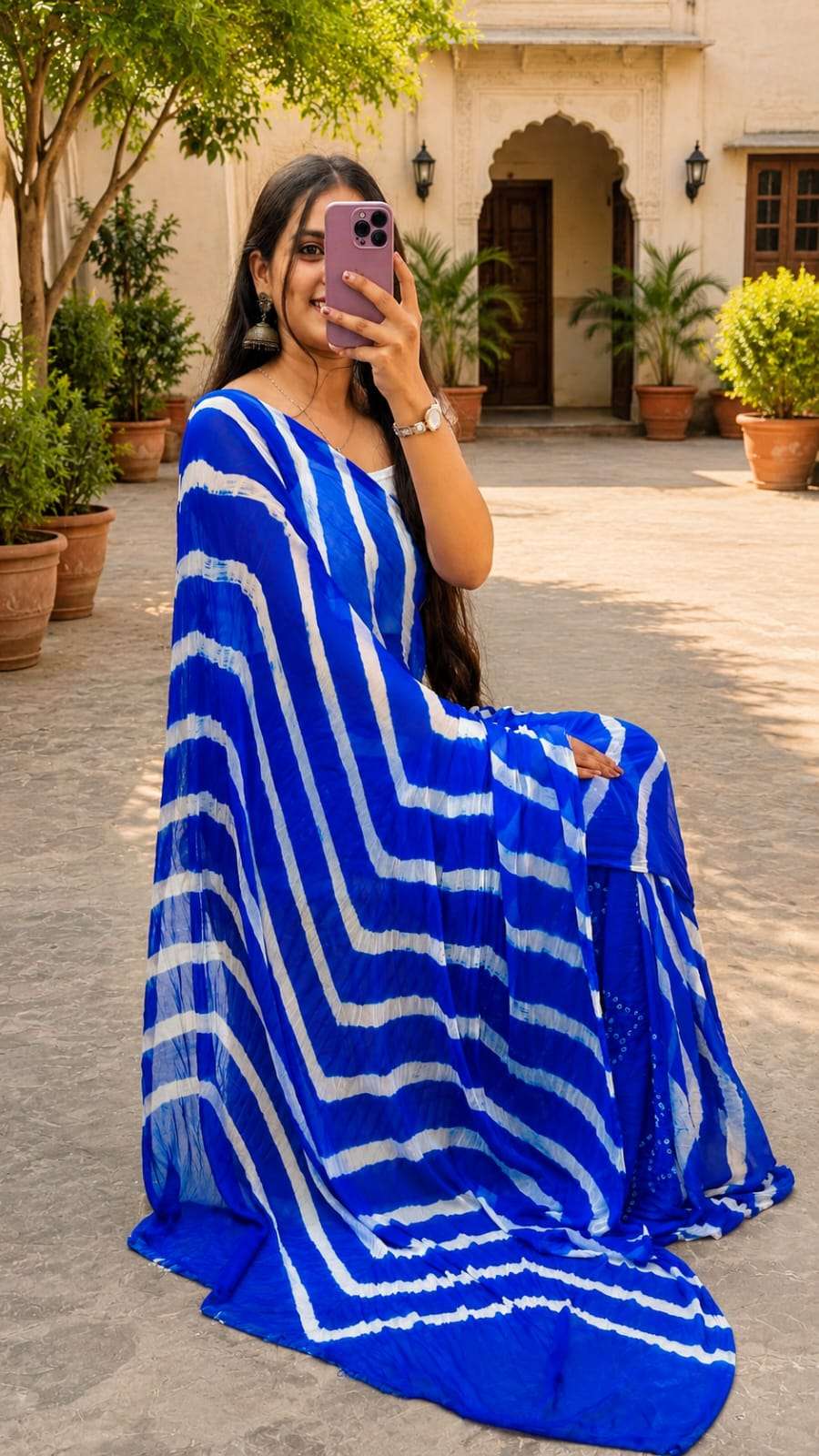 Elegant Leheriya Soft Chiffon Daily Wear Saree