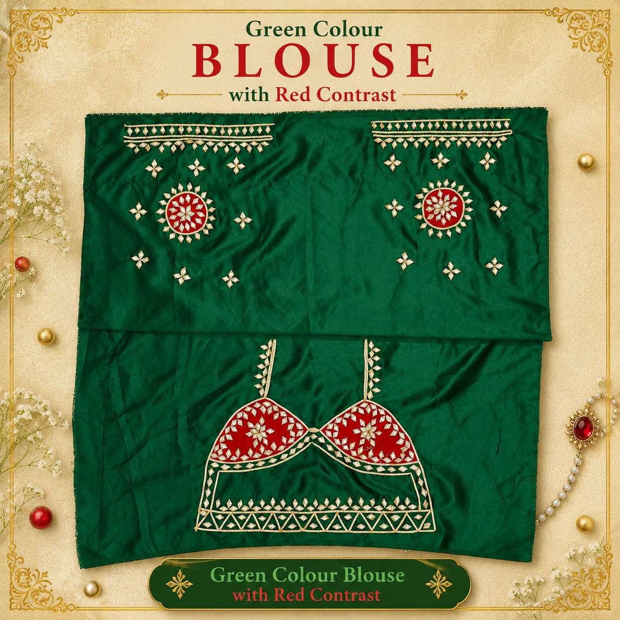 Premium Festive Velvet Patch Work Satin Blouse Piece