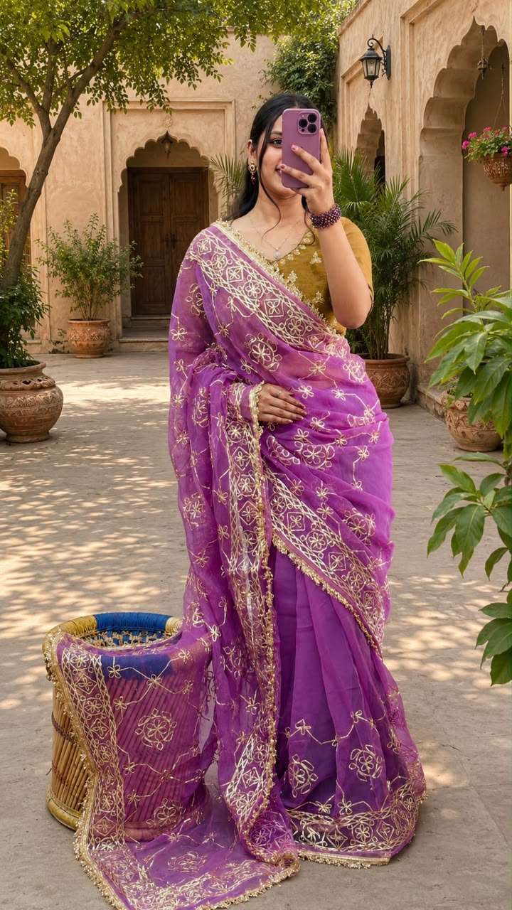 Royal Machine Gota Work Georgette Party Wear Saree