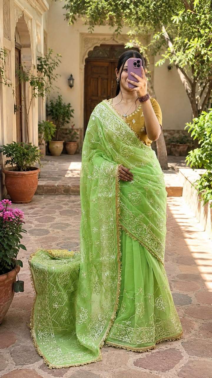 Royal Machine Gota Work Georgette Party Wear Saree