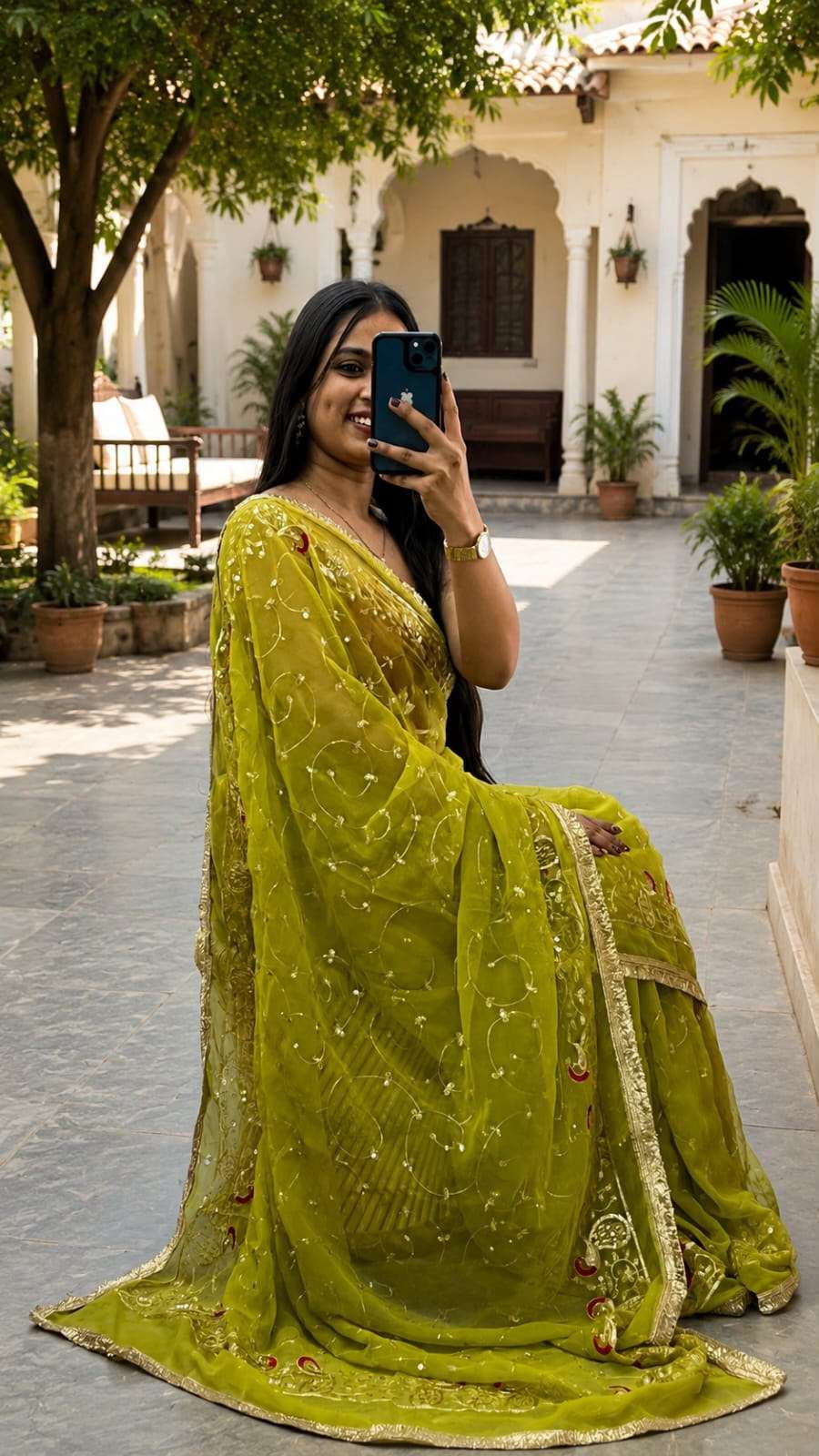 Morpankhi Vintage Jaal Aari Taari Georgette Saree