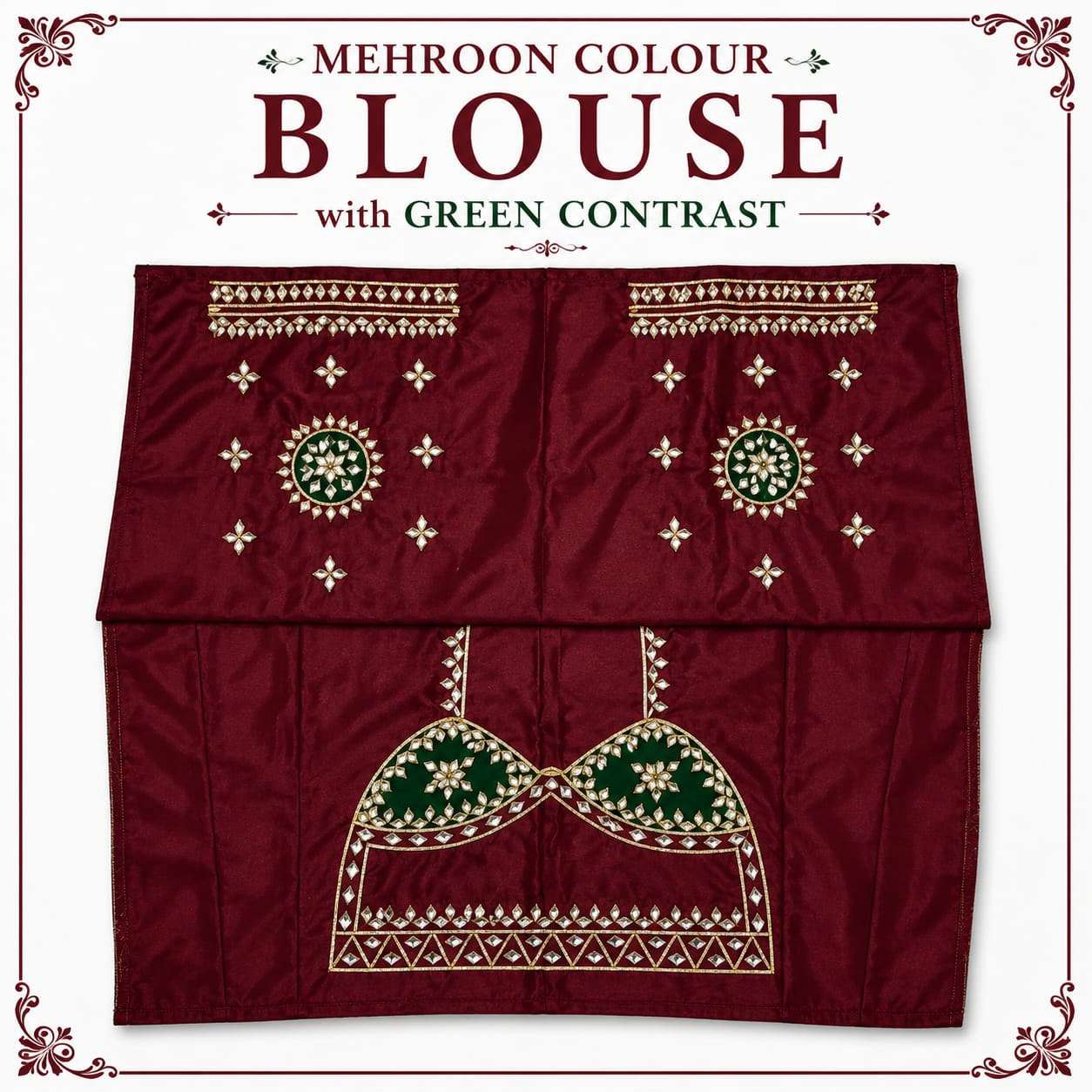 Premium Festive Velvet Patch Work Satin Blouse Piece