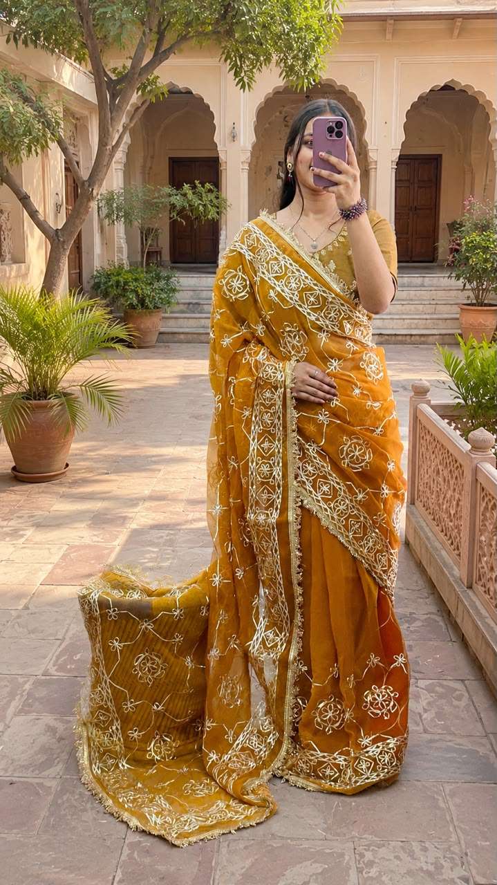 Royal Machine Gota Work Georgette Party Wear Saree