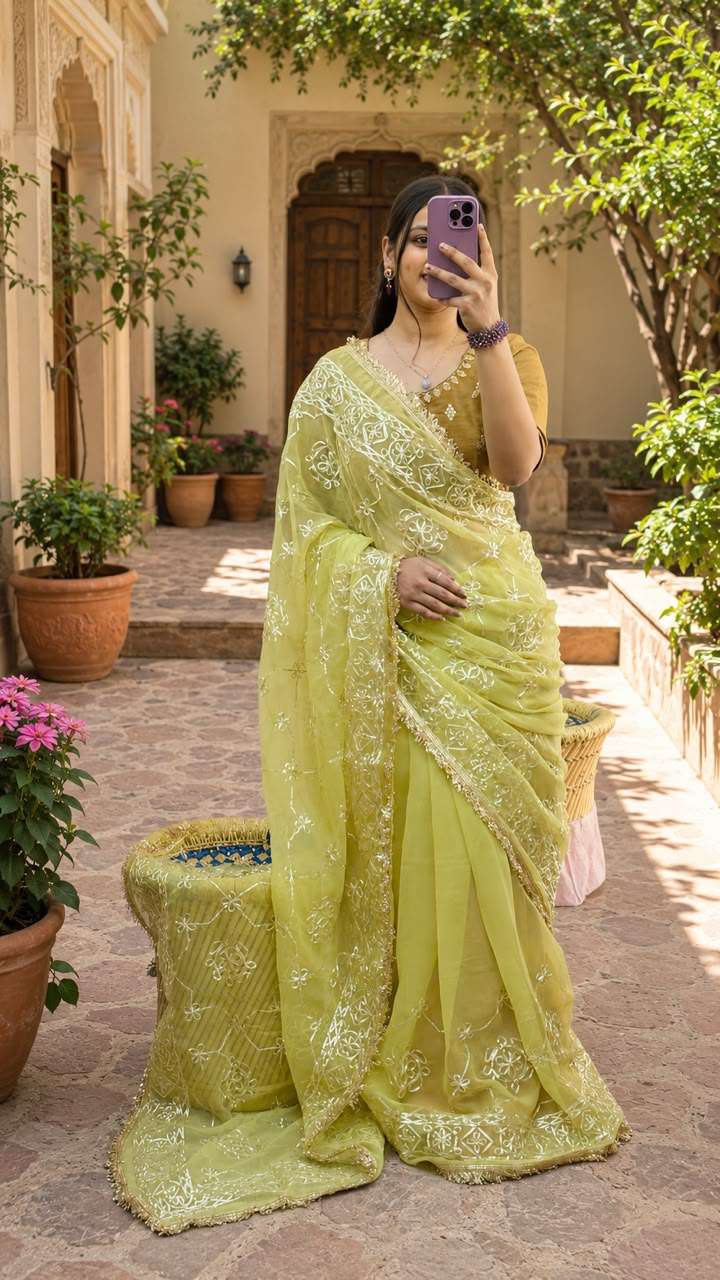 Royal Machine Gota Work Georgette Party Wear Saree