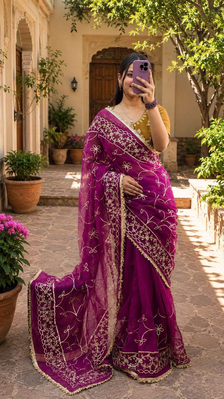 Royal Machine Gota Work Georgette Party Wear Saree