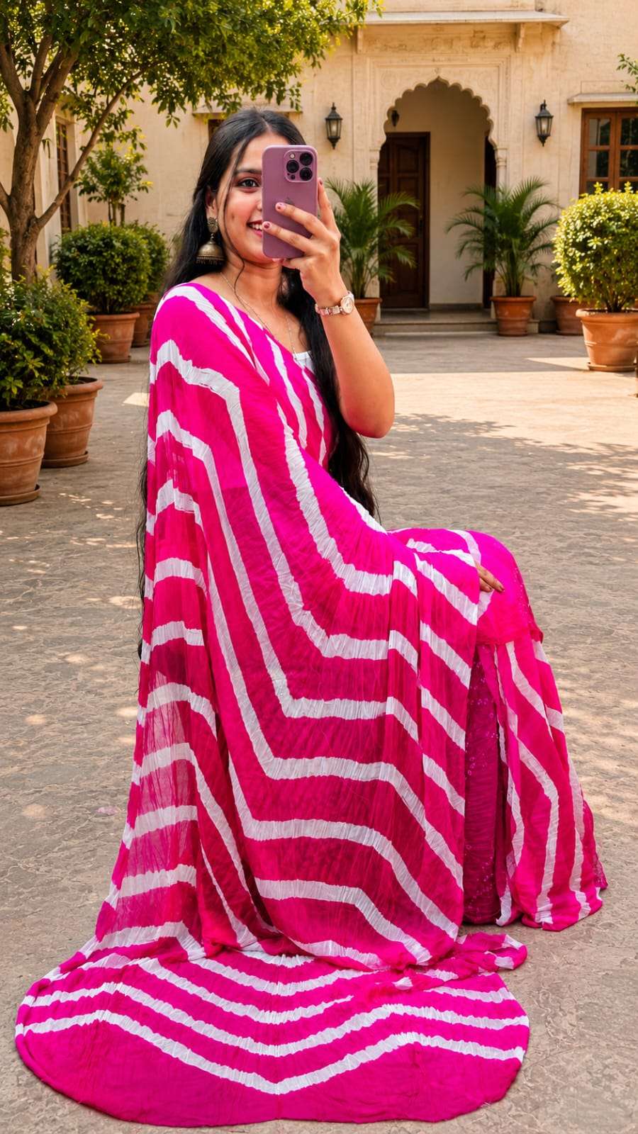 Elegant Leheriya Soft Chiffon Daily Wear Saree