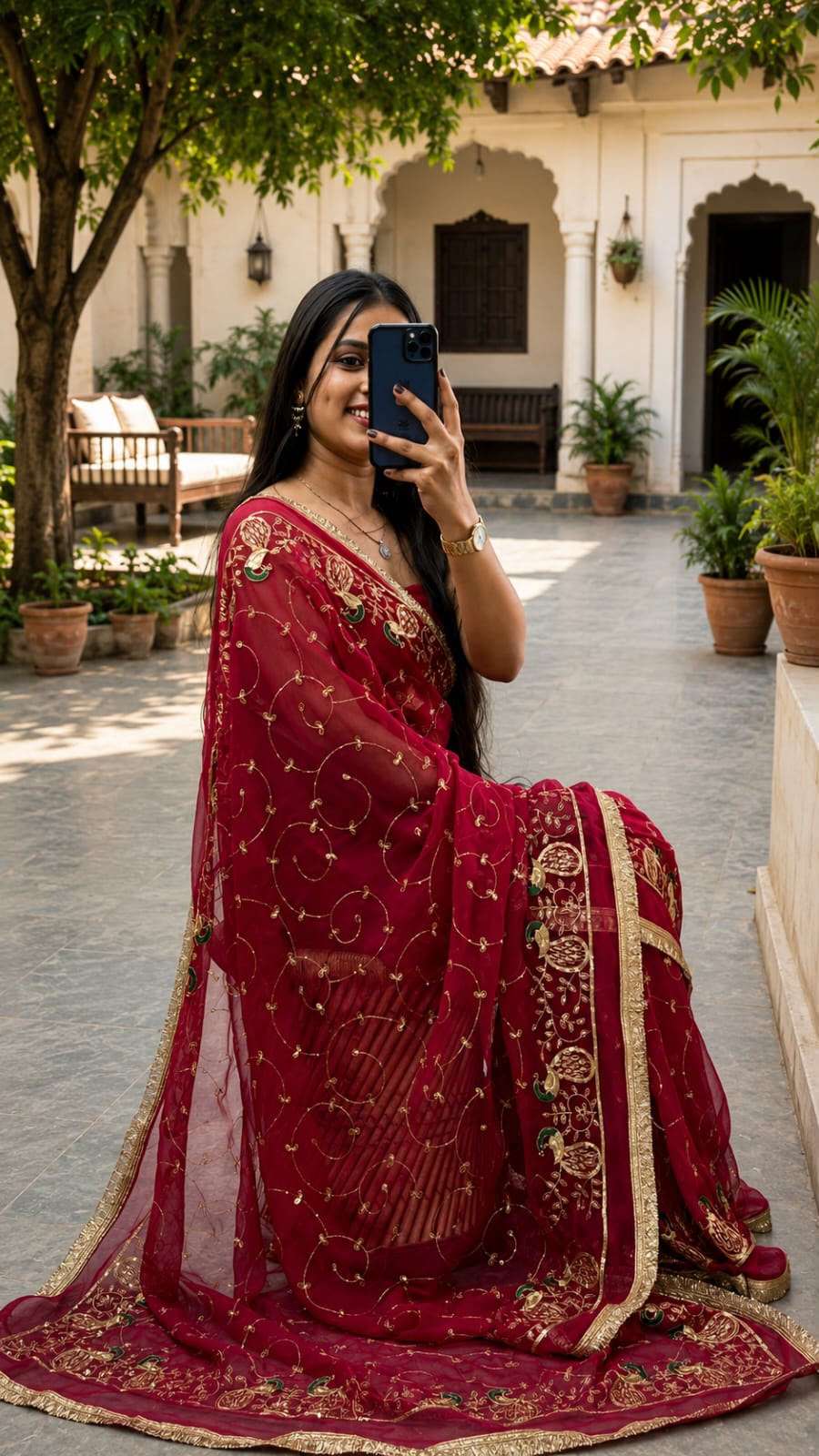 Morpankhi Vintage Jaal Aari Taari Georgette Saree