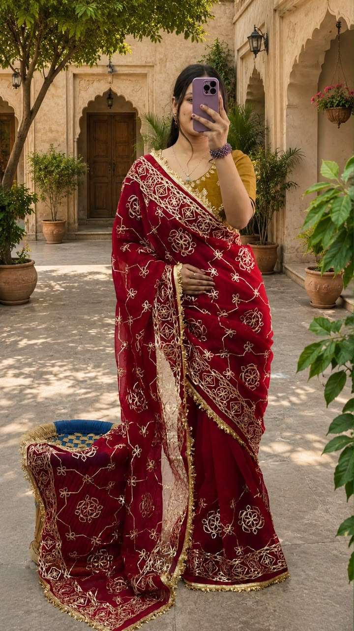 Royal Machine Gota Work Georgette Party Wear Saree