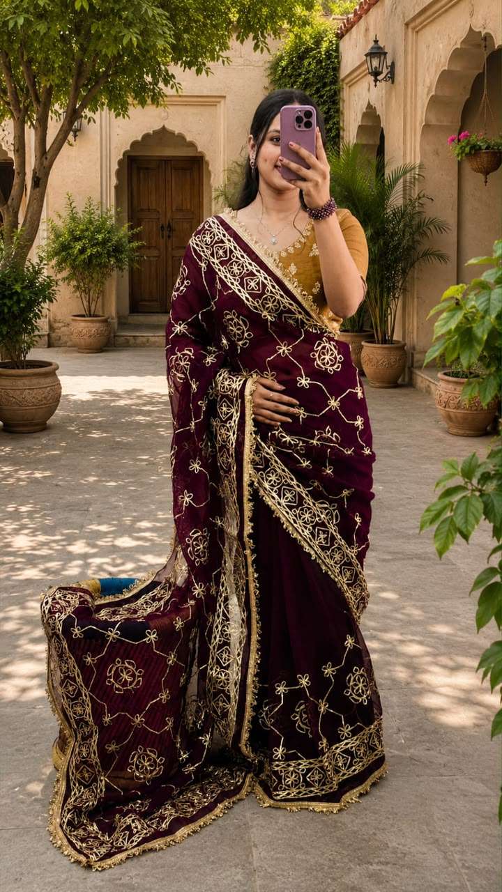 Royal Machine Gota Work Georgette Party Wear Saree