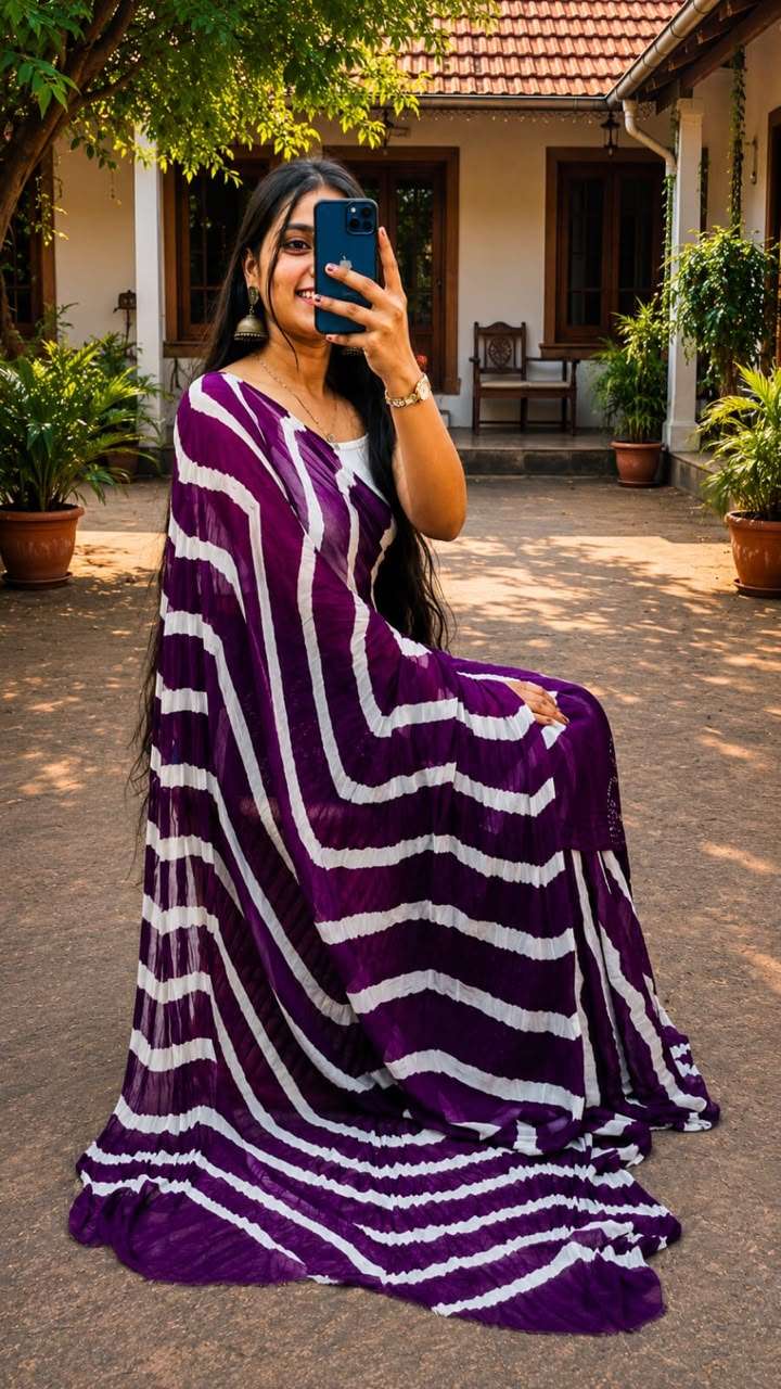 Elegant Leheriya Soft Chiffon Daily Wear Saree