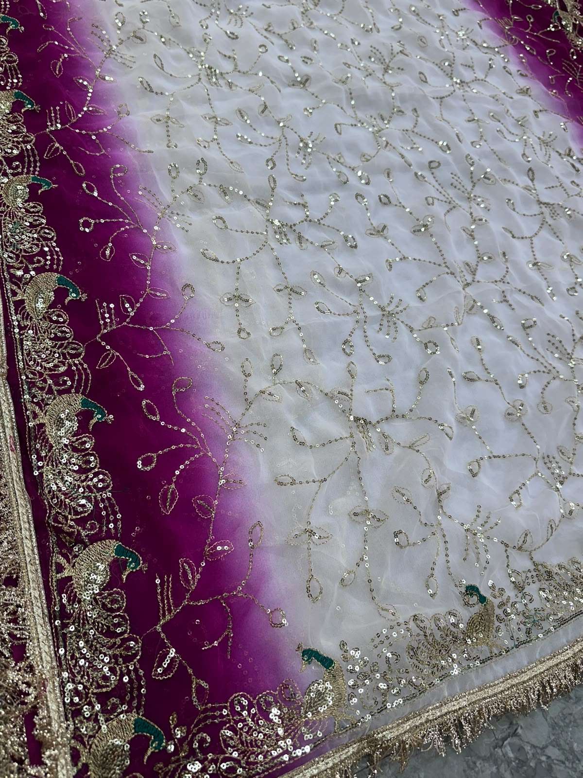 Fagdiya Mor Pankhi Brocade Georgette Saree