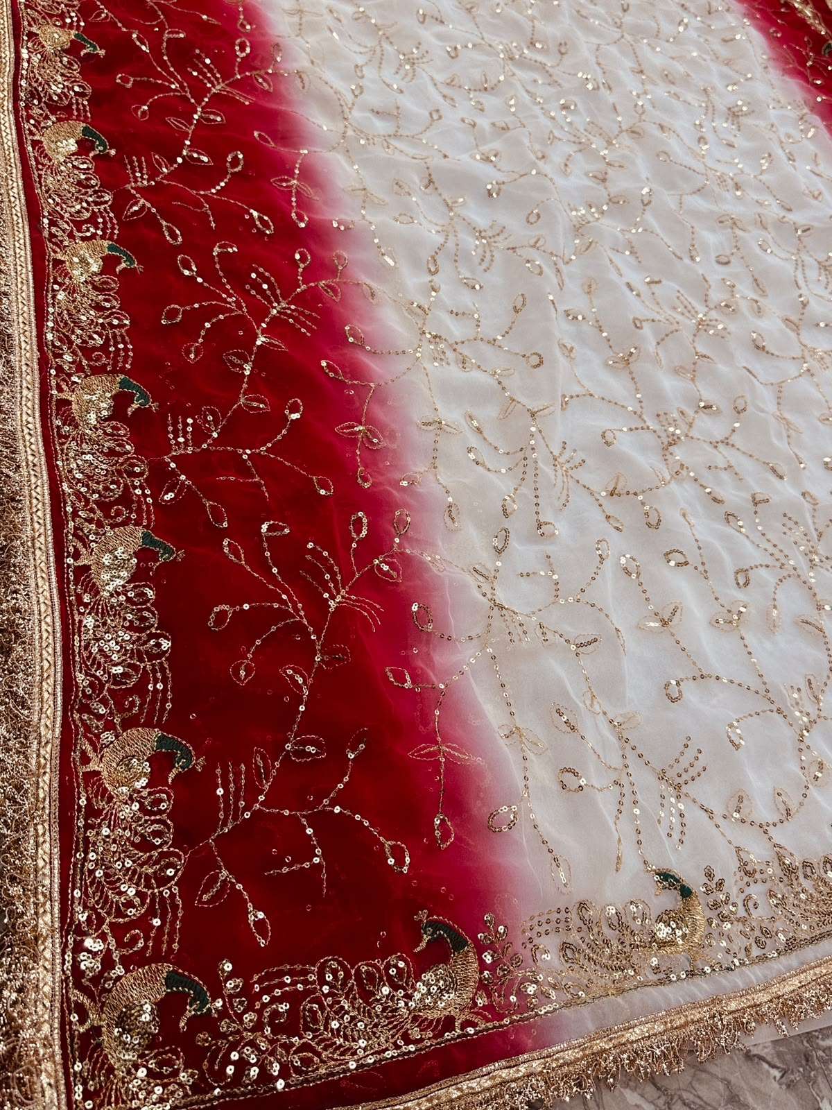 Fagdiya Mor Pankhi Brocade Georgette Saree