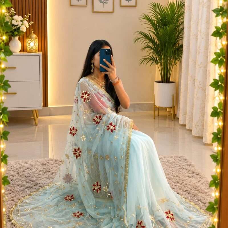 Payal Kacchi Gotta Handcrafted Georgette Party Wear Saree