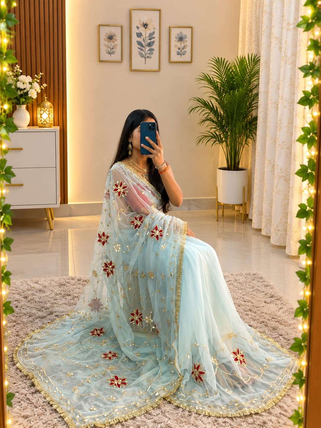 Payal Kacchi Gotta Handcrafted Georgette Party Wear Saree