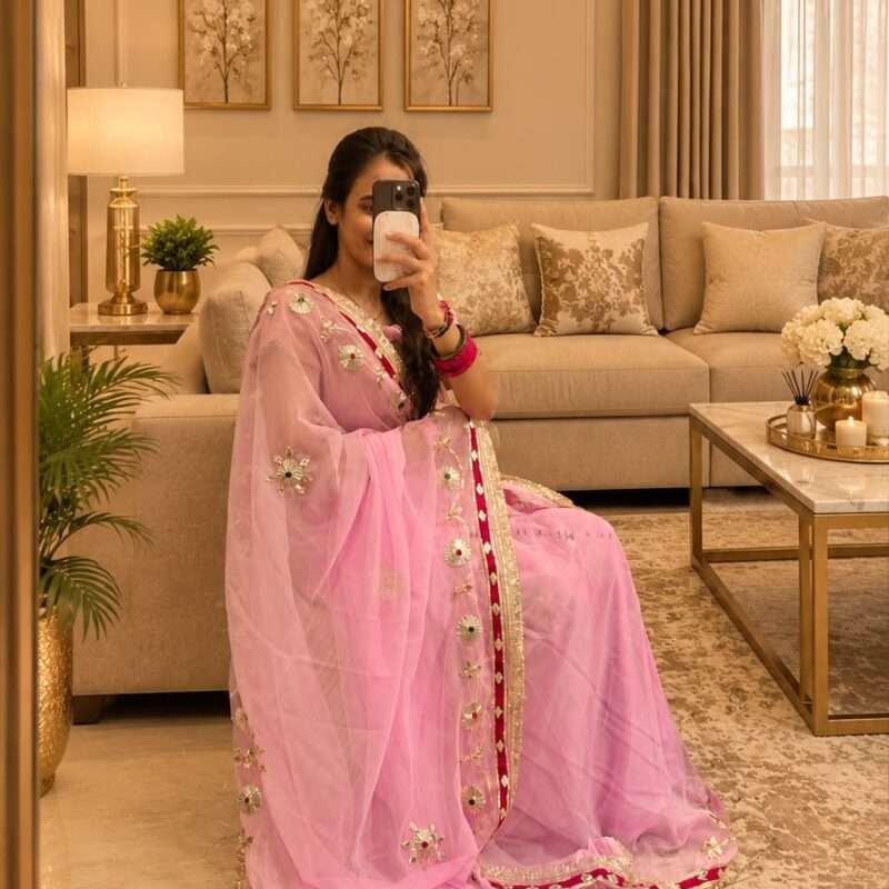 Tokri Gotta Handcrafted Georgette Party Wear Saree