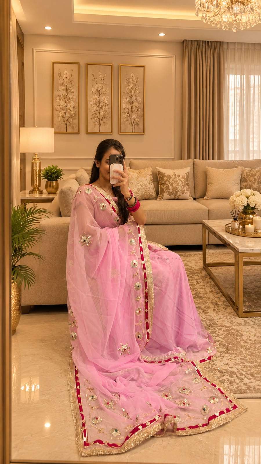 Tokri Gotta Handcrafted Georgette Party Wear Saree
