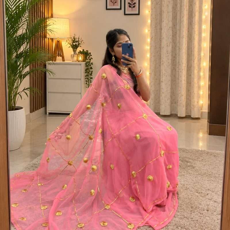 Ladoo Gotta Handcrafted Georgette Party Wear Saree