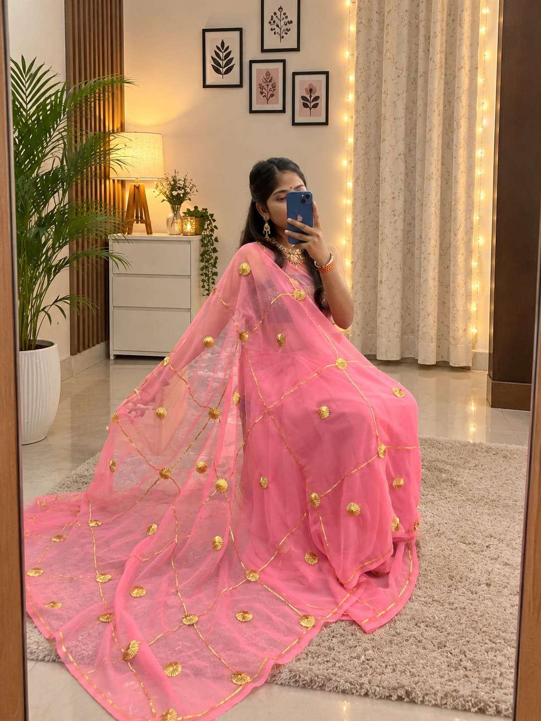 Ladoo Gotta Handcrafted Georgette Party Wear Saree