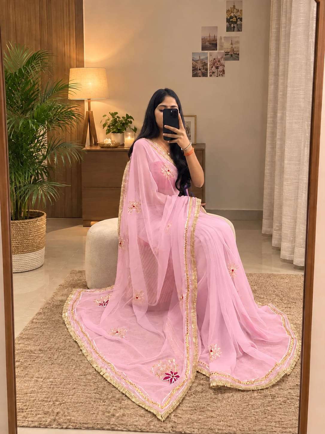 Manvi Gota Handcrafted Georgette Party Wear Saree