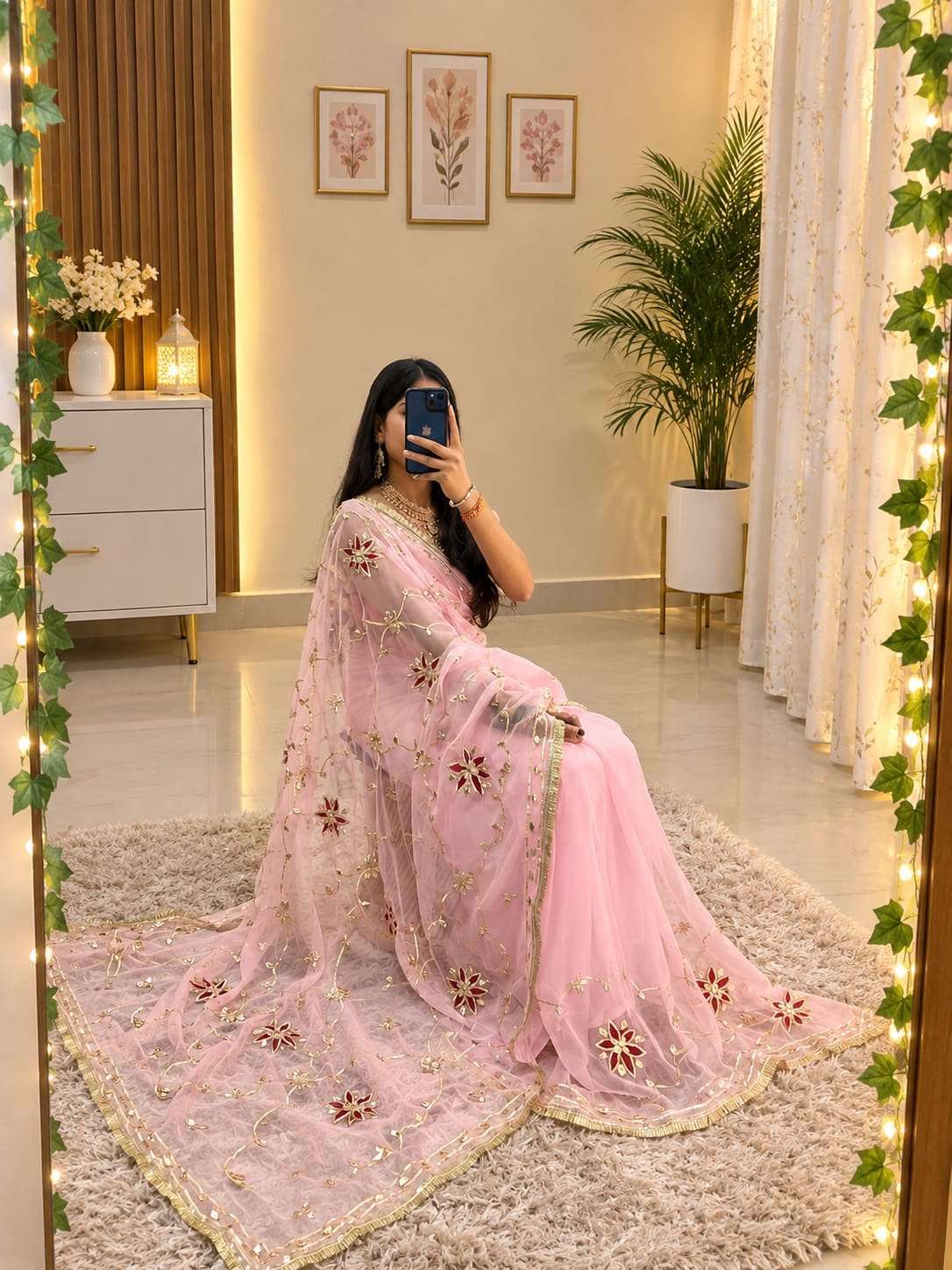 Payal Kacchi Gotta Handcrafted Georgette Party Wear Saree