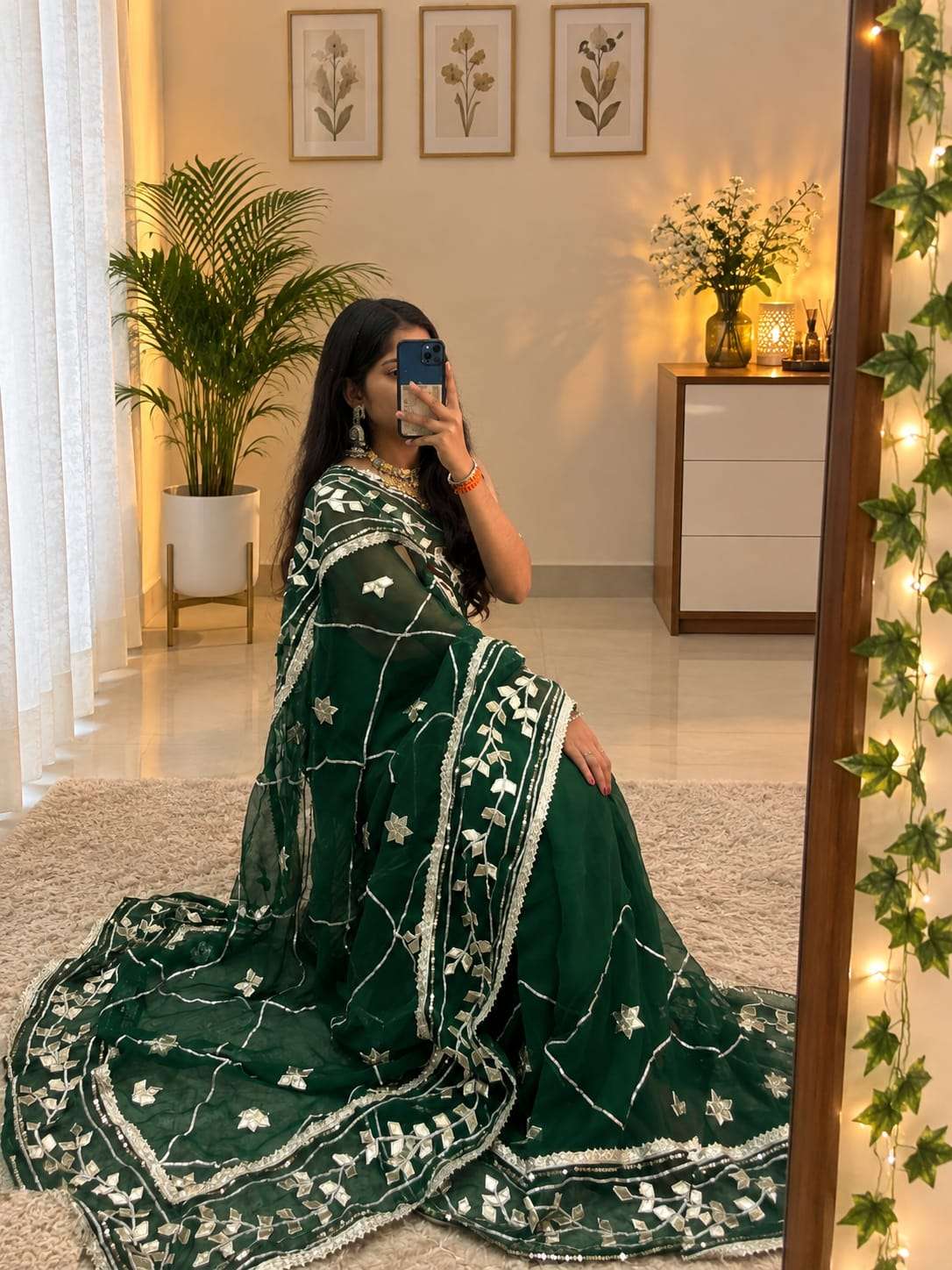 Silver Gotta Handcrafted Georgette Party Wear Saree
