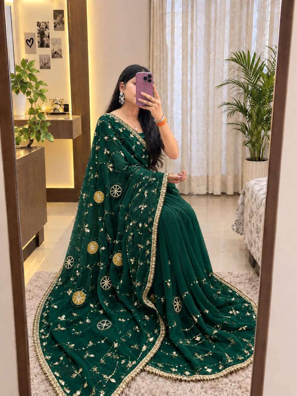 Chakri Gotta Handcrafted Georgette Party Wear Saree