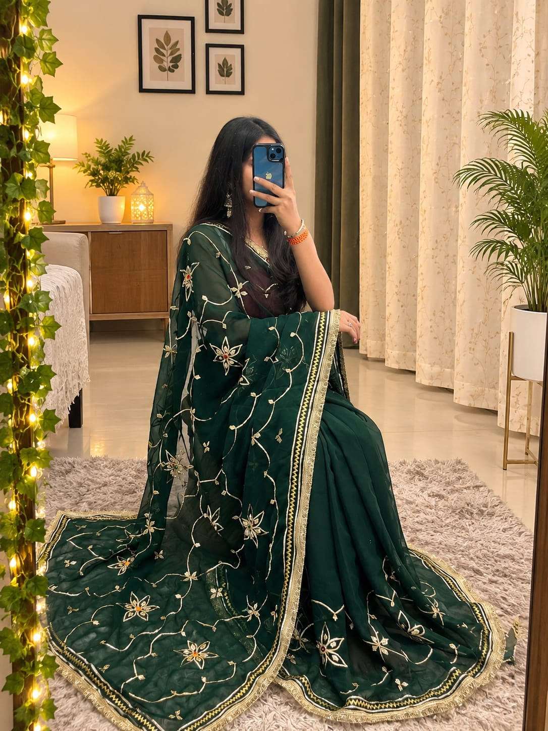 Flower Gotta Handcrafted Georgette Party Wear Saree