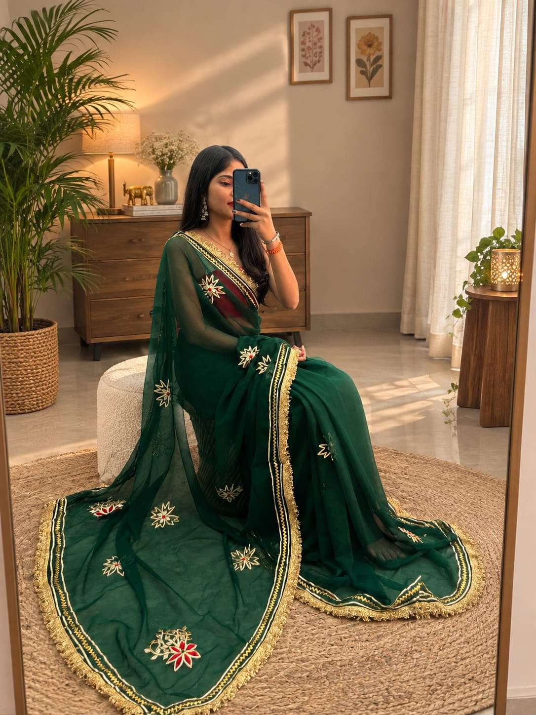 Manvi Gota Handcrafted Georgette Party Wear Saree