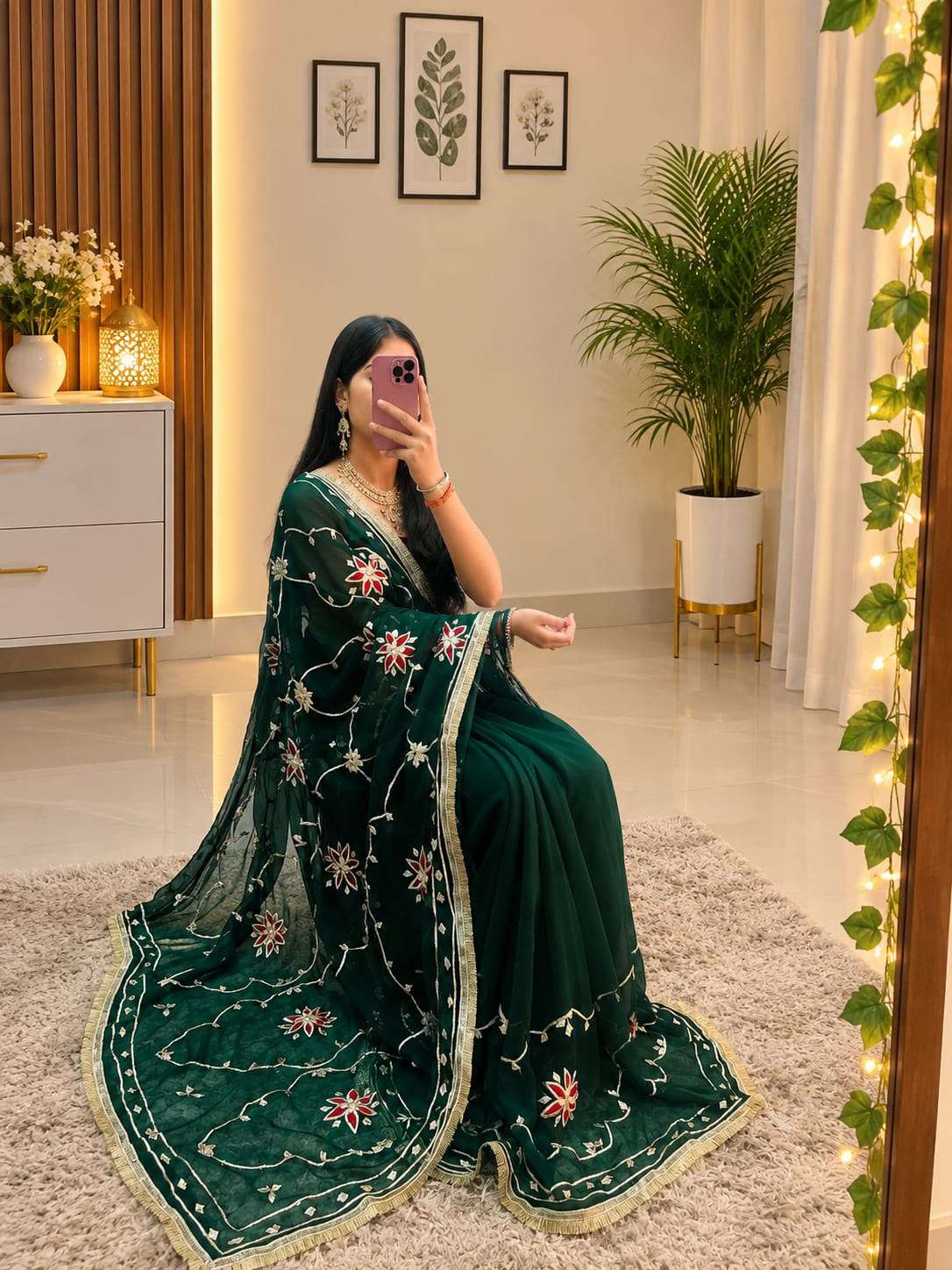 Payal Kacchi Gotta Handcrafted Georgette Party Wear Saree
