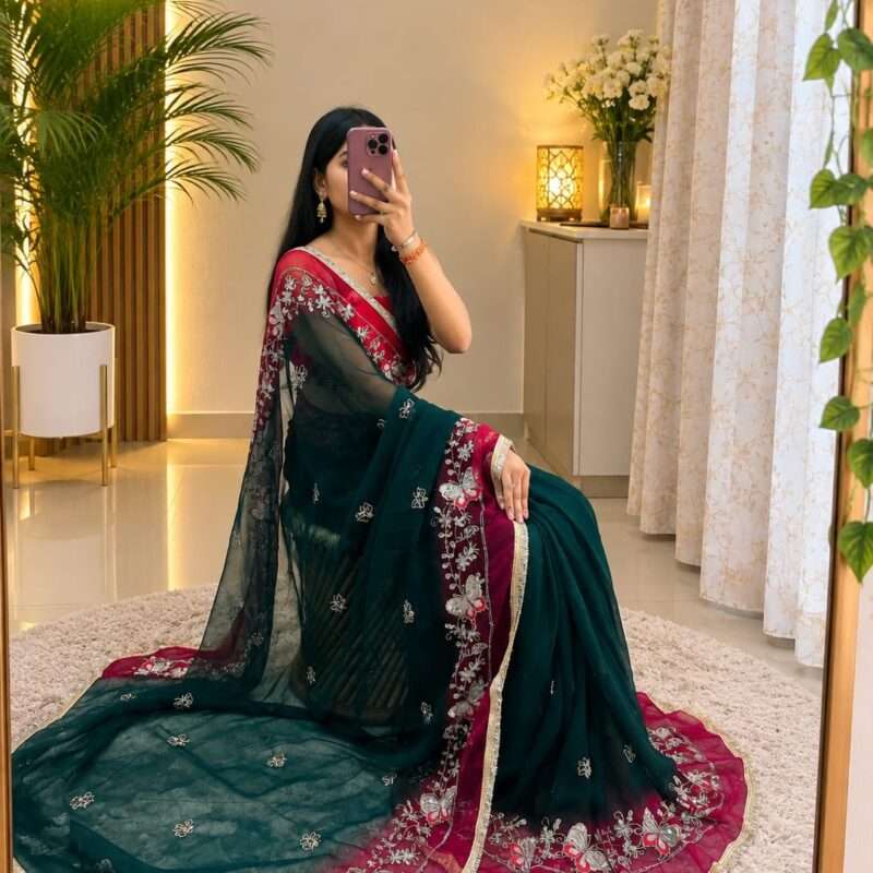 Dual Shade Titli Georgette Party Wear Saree