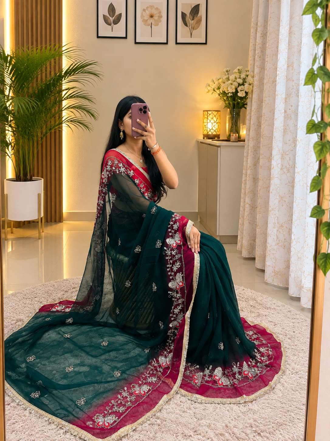 Dual Shade Titli Georgette Party Wear Saree
